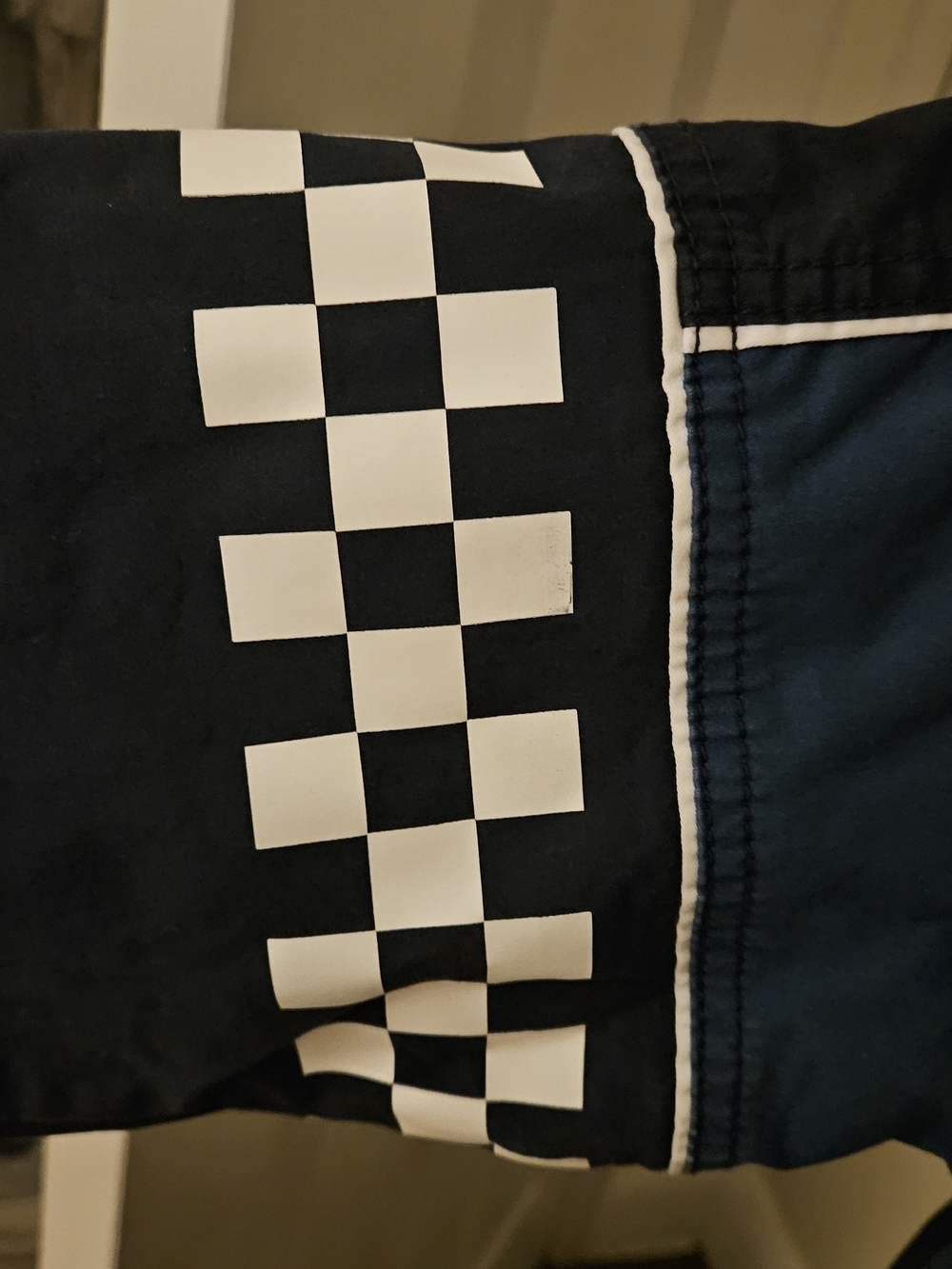 abercrombie kids Navy and White Check Stripe Board Shorts